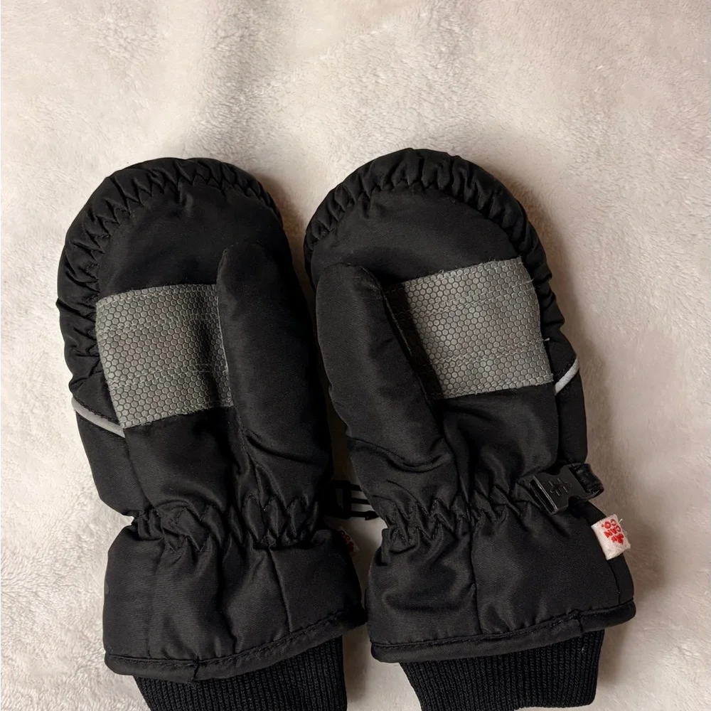 Black Winter Mittens with Reflective Detail